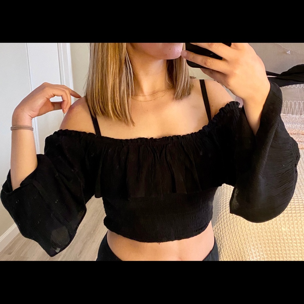 Black off shoulder crop top